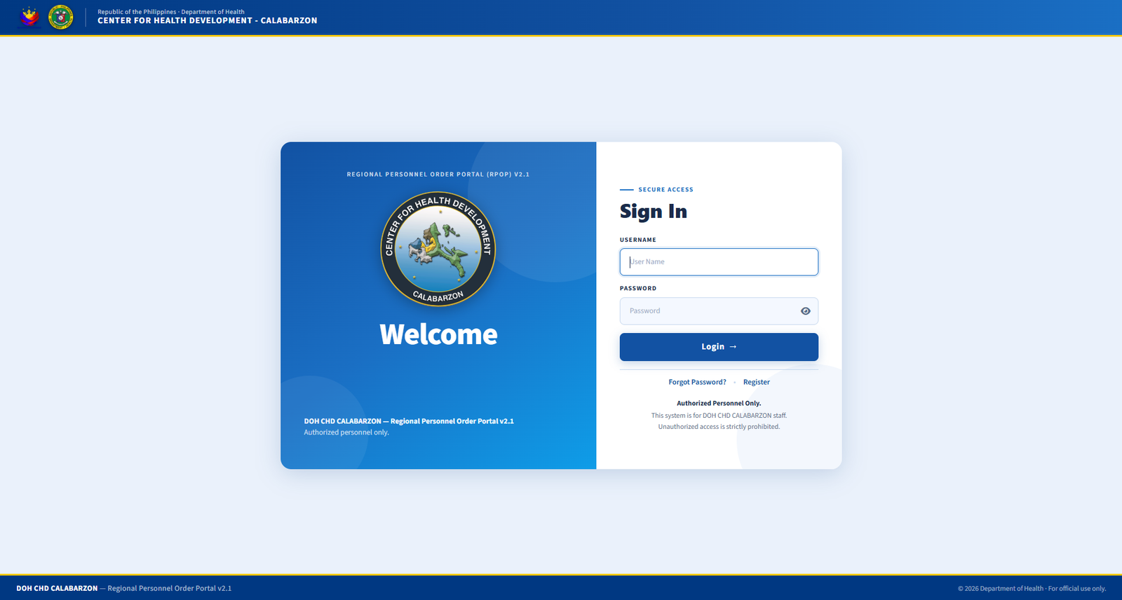 Personnel Order Portal screenshot